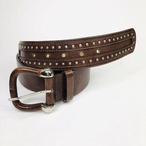 STREETS AHEAD Leather Studded Brown Belt Sz M Horseshoe Head Western Equestrian